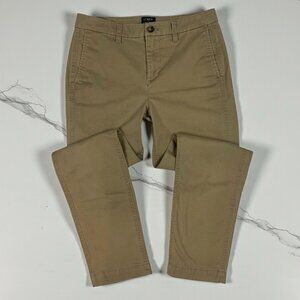 J.CREW High Rise Girlfriend Chino Pants Size 2 Tan Khaki Straight Ankle AD156